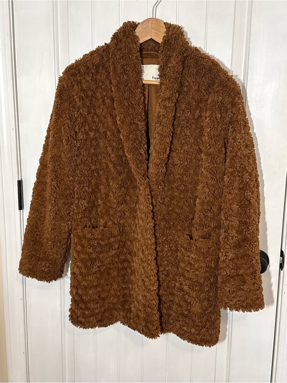Wilfred Plush Teddy Jacket in Rich Brown